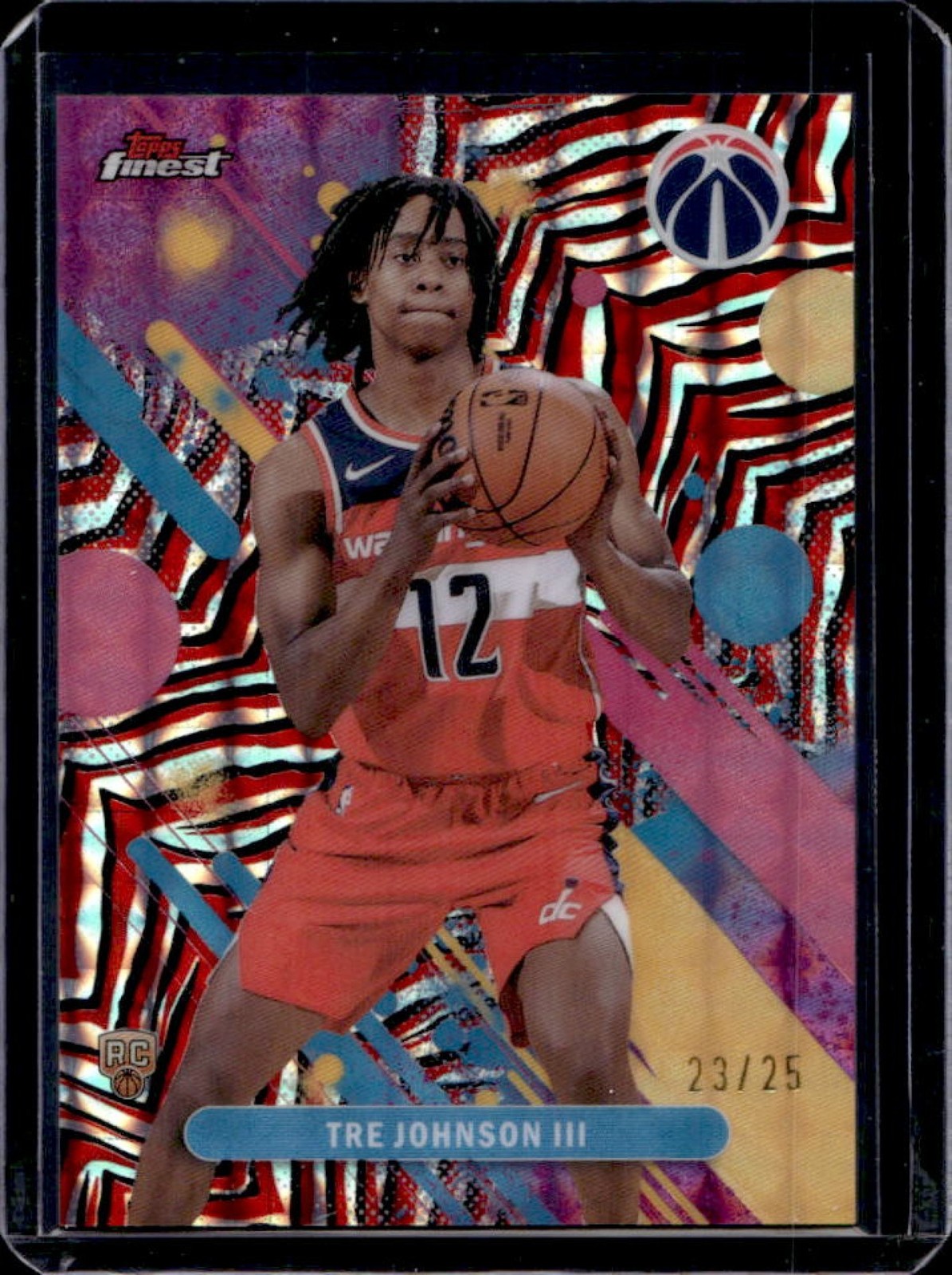 2025-26 Topps Finest Tre Johnson III Common RC Red/Black Geometric #/25