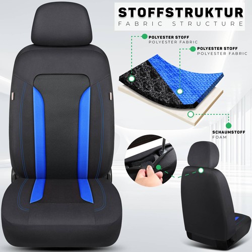 Schonbezüge-Komplettset für Seat Leon 2 1P Bj 2005-12 in Schwarz/Blau FT1 - Bild 7 von 10