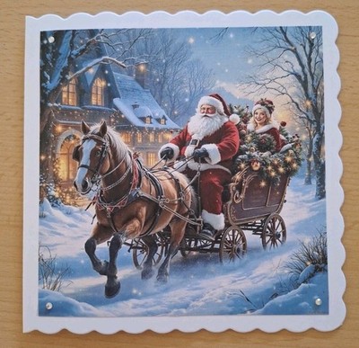 3D-Weihnachtskarte °Weihnachtsmann on Tour° Grusskarte Weihnachten Handarbeit