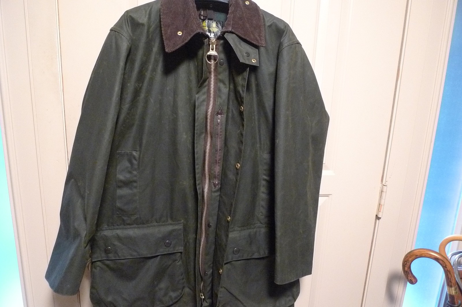 BARBOUR- A400 NORTHUMBRIA WAX COTTON JACKET - SAGE - MADE @ UK -' 88 VINTAGE -40