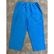 Dressbarn Blue Dragonfly Embroidered Elastic Waist Casual Pants Women's