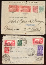 ITALY 1919 & 1934 2 EARLY COVERSTO GREECE & SOUTH AFRICA. (FEW FAULTS)  A47