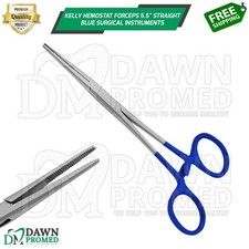 Kelly Hemostat Forceps 5.5" Straight Blue Surgical Instruments German Grade