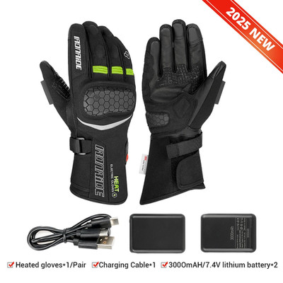 Winter Heated Gloves Waterproof Heated Moto Gloves 3000Mah Rechargeable Motorbik