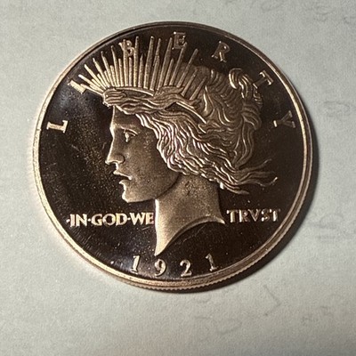 FREE SHIPPING!!! 1921 PEACE DOLLAR  RARE  HIGH  RELIEF  1 OUNCE  COPPER  ROUND