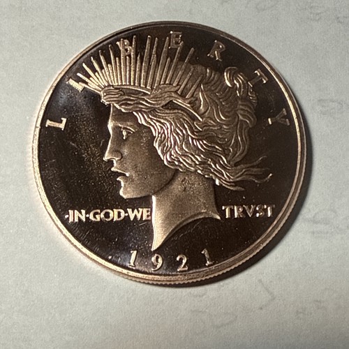 FREE SHIPPING!!! 1921 PEACE DOLLAR RARE HIGH RELIEF 1 OUNCE COPPER ROUND