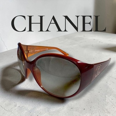 Chanel 6013-B c.808/11 Brown CC Logo Rhinestone Sunglasses Y2K