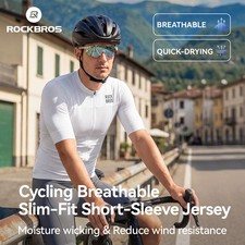 ROCKBROS Mens Cycling Bike Jersey Set Short Sleeve with 3Rear Pockets Breathable