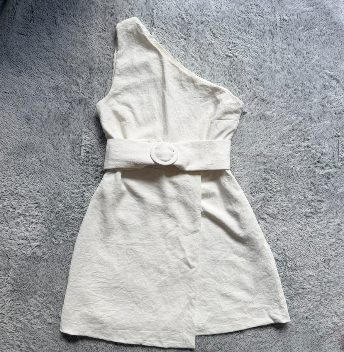 Kookai Womens One Shoulder Mini Dress Oyster White Belted Size 40 | eBay