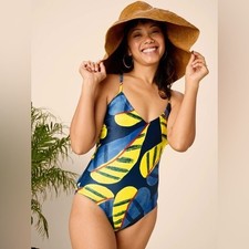 NWT Tea Collection  Swimsuit Adult Tropical Leaf Small Beach Pool Resortwear