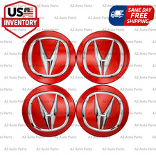 Set of 4 69mm Red Wheel Center Caps Chrome Emblem for Acura Fits Most Models