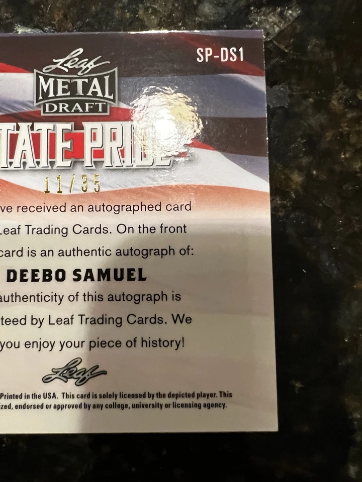 Deebo Samuel 2019 Leaf Metal Draft Auto /35 State Pride Blue RC Gamecocks 49ers - Image 4 of 4