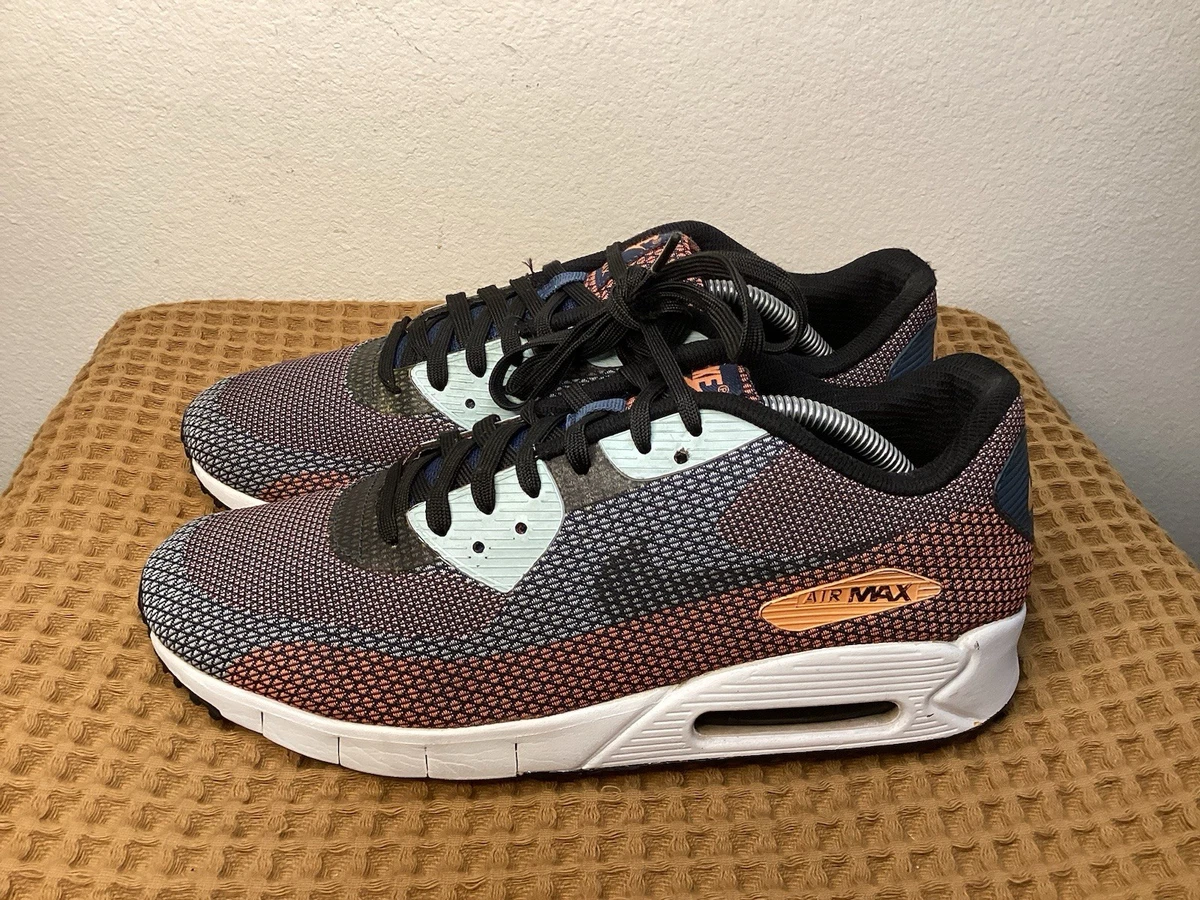 Nike Air Max 90 Jacquard Flyknit Trainers, Blue/Orange, Men\'s Size 9 Air Max 90  main image 3