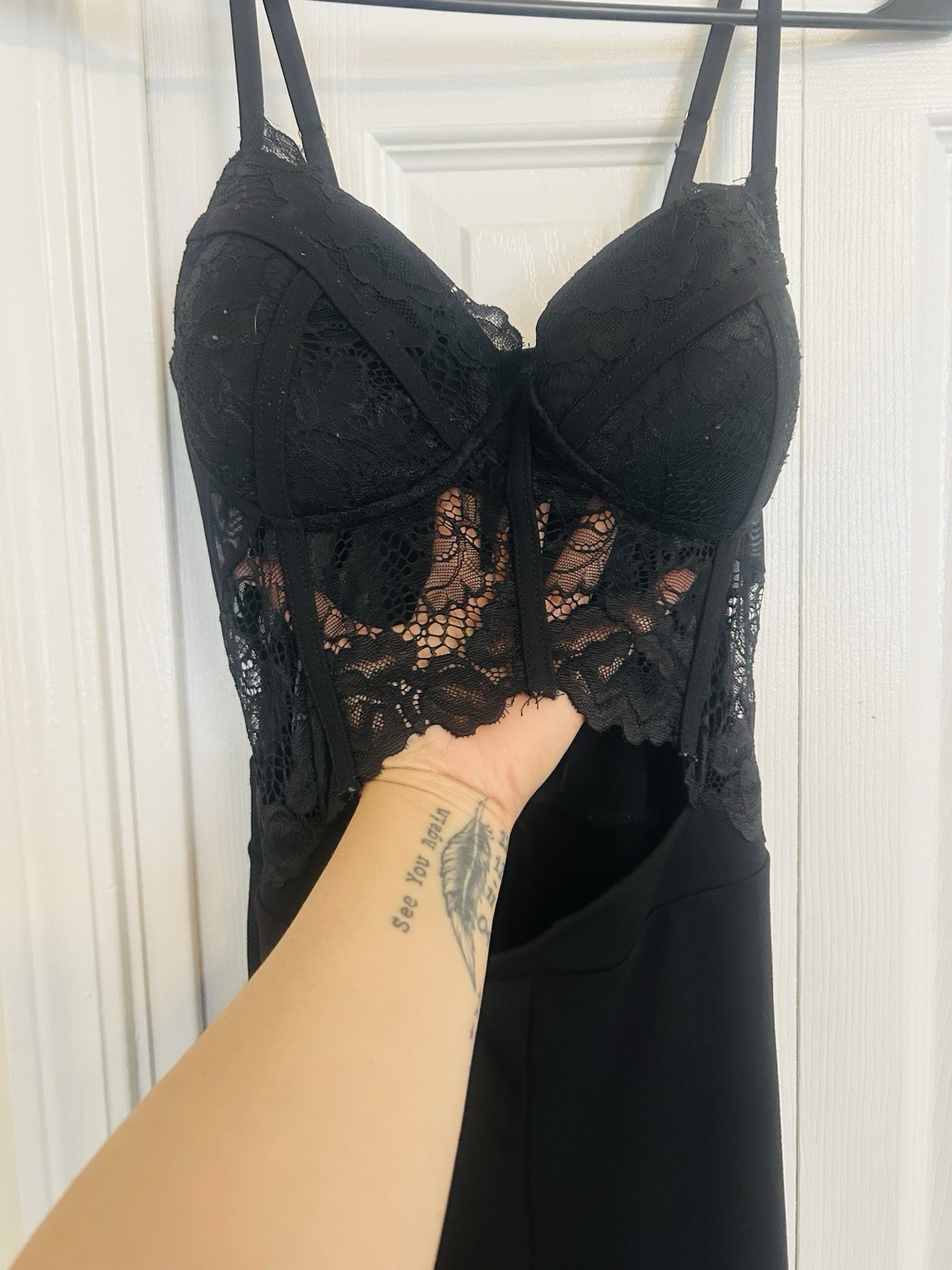 Corset Black Lace Camisole Jumpsuit Spaghetti Straps Party Luxury Cocktail Sexy-image