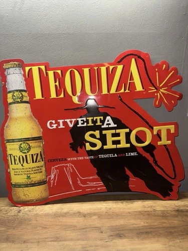Vintage Rare Tequiza Beer Metal Bar Tin Sign Tacker Anheuser Busch Tequila
