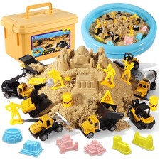 Deluxe Play Construction Sand Kit for Kids: 2.2lbs Magic Sand Vehicles
