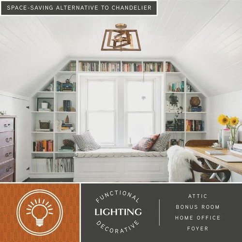 Vaxcel Lighting C0251 Dunning 2 Light 16"W Semi-Flush Ceiling - Natural Brass / - Picture 11 of 12