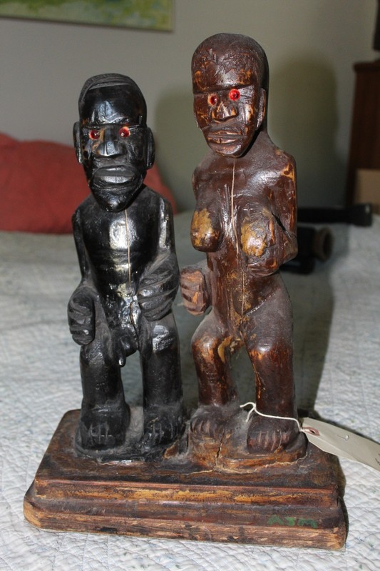 Folk art Adam & Eve/Erotic Couple Anonymous 16 X 16 Slotin Folk Auction reduced