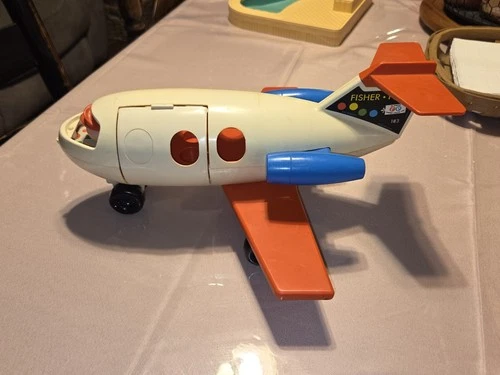 Vintage Fisher Price little people red/blue Family Fun Jet Airplane #183