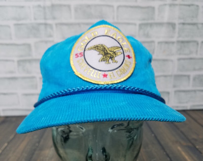 Vintage OTTO GOLD EAGLE Chevelle SS El Camino BLUE Rope Corduroy Adjustable Hat