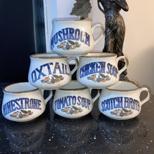 A brand-new and unused set of 6 Vintage retro Soup bowls Mugs from the 1970s