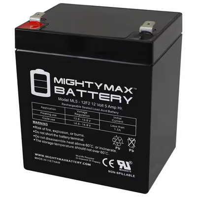 12-Volt 5Ah F2 SLA Replacement Battery Compatible with Liftmaster 8550 Elite Ser
