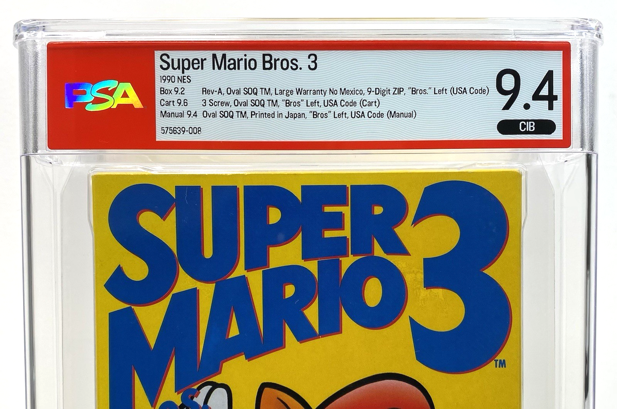Super Mario Left Bros 3 SMB3 First Print NES Nintendo PSA 9.4 CIB
