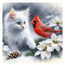 Cat and Cardinal Diamond Art Kits for Adults - 5D Diamond Painting Kit for Be...