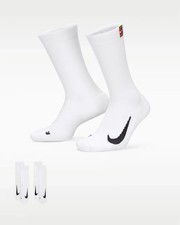 Nike Court Multiplier Tennis Crew Socks 2 Pack Cushioned SK0118-100 / Genuine