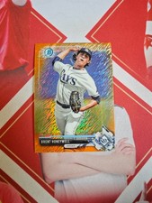 2017 Bowman Chrome Baseball Base Orange Shimmer Brent Honeywell /25