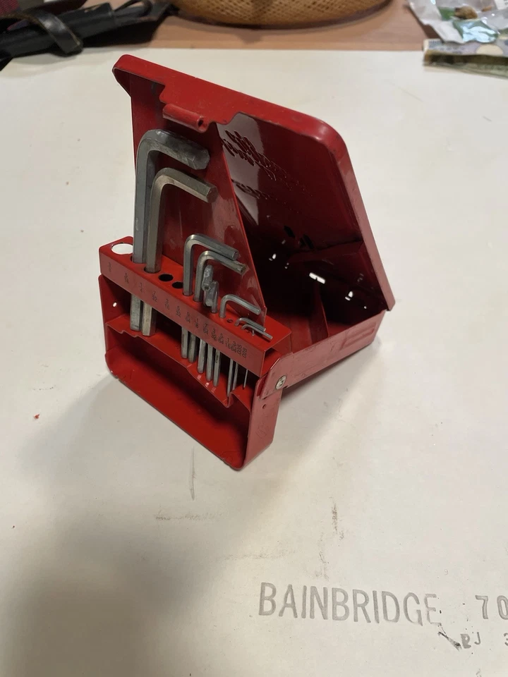 Snap On 15 Piece Hex Key Set .028-3/8" Red Metal Case MISSING 5 Hex Keys - Image 4 of 4