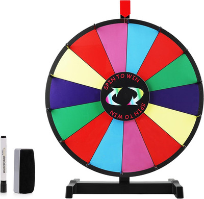 24'' Prize Wheel with Stand, 14 Slots, Dry Eraser & Marker for Events