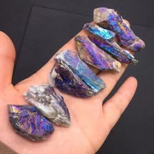 Titanium Aura Angel Natural Chevron Amethyst Quartz Crystal Healing Decora 7Pcs
