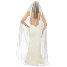 Wedding Veil Pearls and Crystals Beaded Edge 1 Tier Fingertip Length Bridal Veil