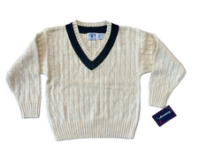 Vtg NWT Child Preppy Yellow Cableknit Yellow Sweater, Kitestrings, Sz 7