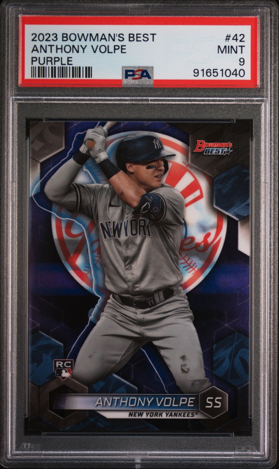 2023 Bowman'S Best #42 Anthony Volpe Purple Refractor /250 PSA 9