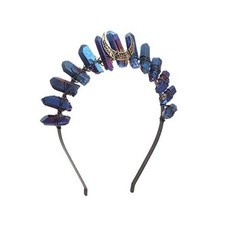 Bubbmi Raw Crystal Tiara Crown Headband Rhinestone Quartz Witch dark royalblue