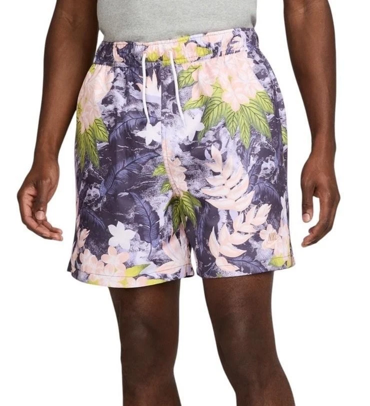 Nike Men's M Club Flow Shorts Lined Tropical Hawaiian Floral AOP HV4610-515