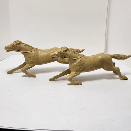 Marx 45mm Running Horses Bareback (No Blanket) for Vintage Western Playsets