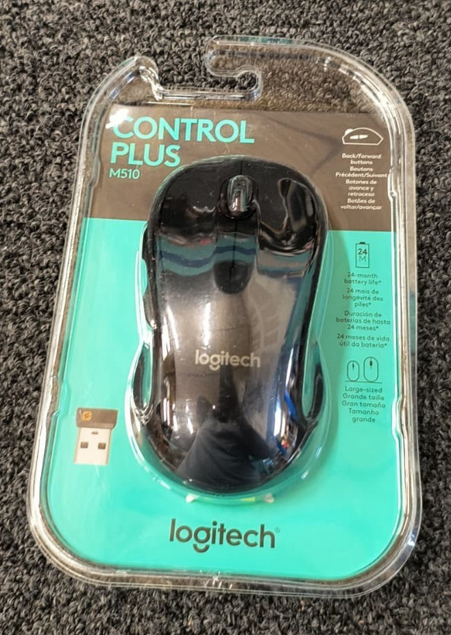 Logitech M510 Wireless Laser Mouse - Black, New, B2