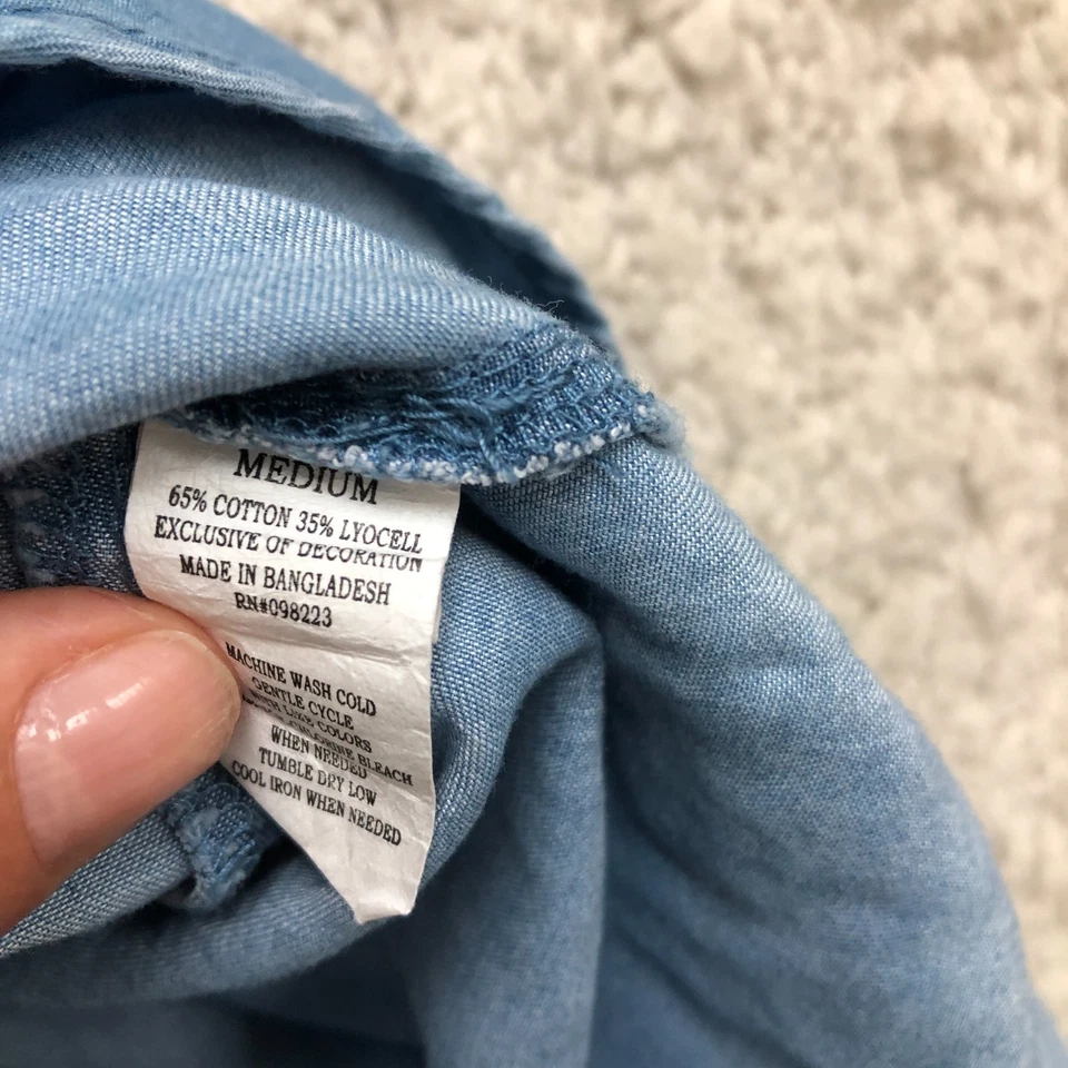 Camisa Top Magellan Mediana Adulto Azul Calce Clásico Cambray Manga Corta Mujer M Foto 4 de 4