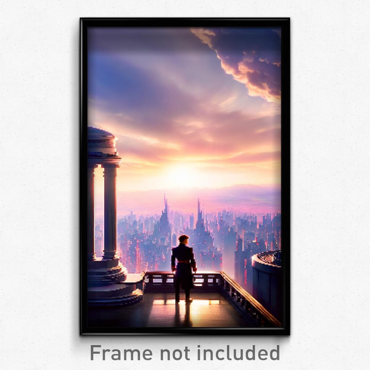 Pixel Art Poster - Spectacular Heights (8 Bit Psychedelic Video Game Print)