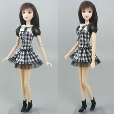 Weiß schwarz kariertes Puppenkleid für 11,5" Puppenkleidung kurze Kleider Kleid 1/6 Spielzeug