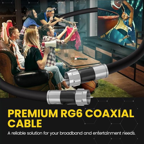 RG6 Coaxial Cable with F Connectors, High Speed Internet and TV Cord for HD TV, - Picture 5 of 6
