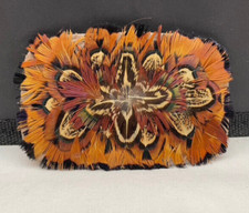 VTG Belt Buckle Feathers On Metal Native American Design 3"x 2"