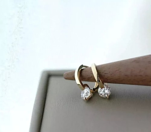 2 Ct Round Cut Lab-Created Diamond Drop/Dangle Earrings 14K Yellow Gold Plated