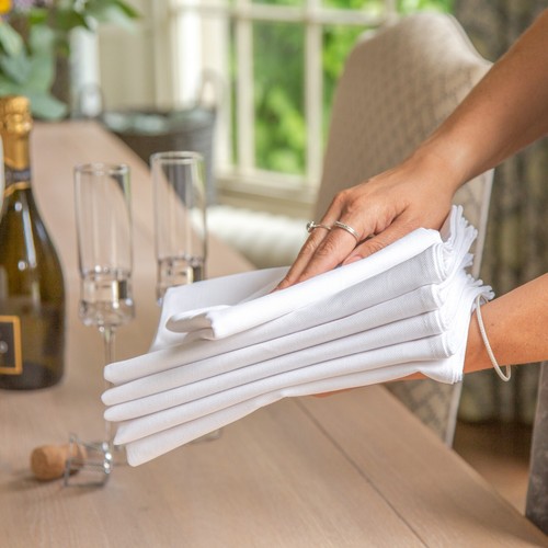Aztex Plain Cotton Tea Towels, 100% Cotton, Pack of 6, 170gsm, White, Kitchen - Afbeelding 12 van 14