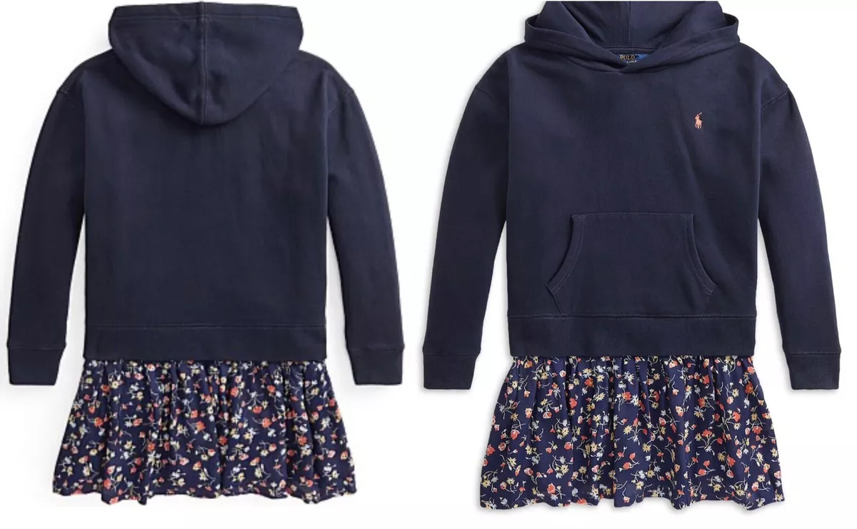 Navy hoodie dress top