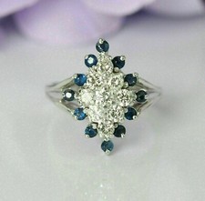 1.80Ct Round Lab-Created Sapphire Cluster Engagement Ring 925 Sterling Silver