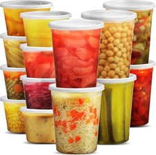 Deli Food Containers with Lids - 16 Sets 8-32 Oz Quart Size 8-16 Oz Pint Siz